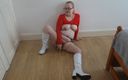 Horny vixen: Playing with Dildo in Red Dress Boots and Stockings