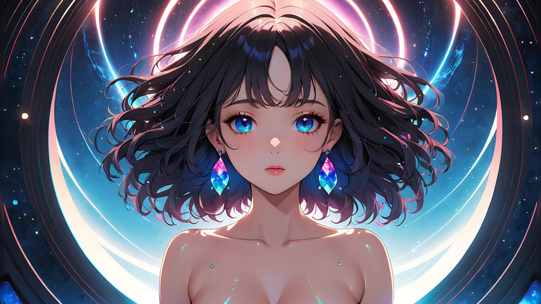 LustRender: Voidgazer: o tânără frumoasă cu pistrui cosmici strălucitori