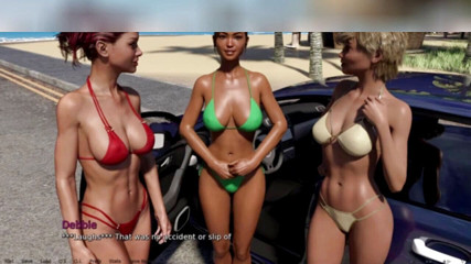 3DXXXTEEN2 Cartoon: Trois filles sexy dans une voiture. Dessin animé porno en 3D,...