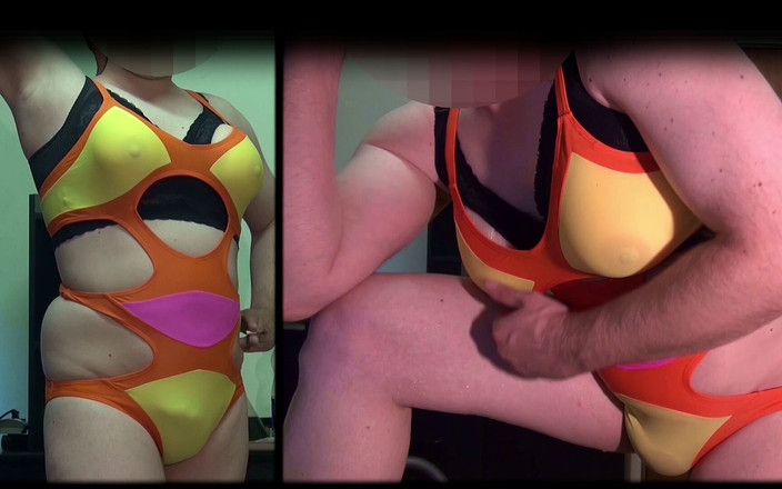 Tobi00815: 假胸部E杯：大穿戴式假阳具奶子淋浴的湿泳衣。无毛胖乎乎的变装者娘娘腔 tobi00815