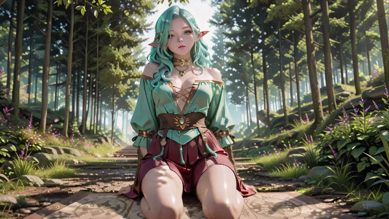 Seraphina Vale: Forest Fantasy! Green-haired Mage &amp; Blue Elf in a Private Walk