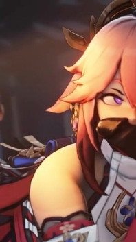Yae Miko Worship's a Big Hilichurl Cock and Kisses It Passionately Genshin Impact 60 Fps HD