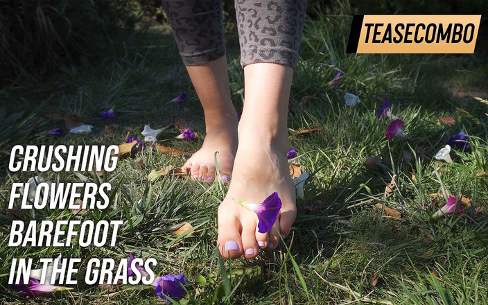 Teasecombo 4K: Verpletterende bloemen op blote voeten in het gras