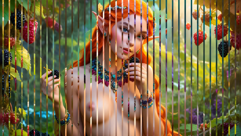 LustRender: ब्लैकबेरी के साथ सुंदर बड़े स्तनों वाली नग्न योगिनी लड़की