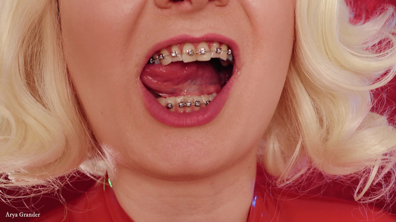 Arya Grander: Food fetish - girl with braces eating chocolate!!!