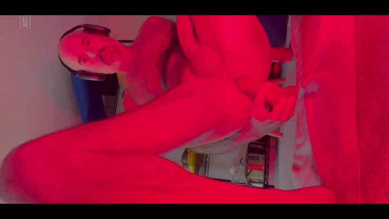 Guy Grey: Red Light Therapy Strip Stroke Cum on Dildo