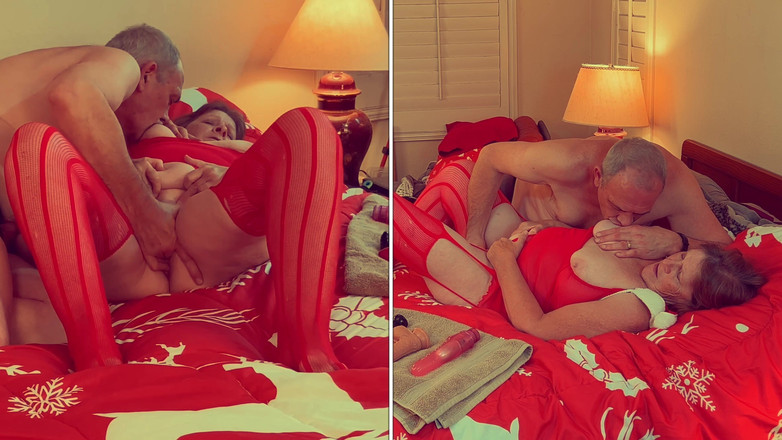 Carmen Angel: Vánoční sání babičky Carmen, diddling a 2 pozice šukání orgasmů