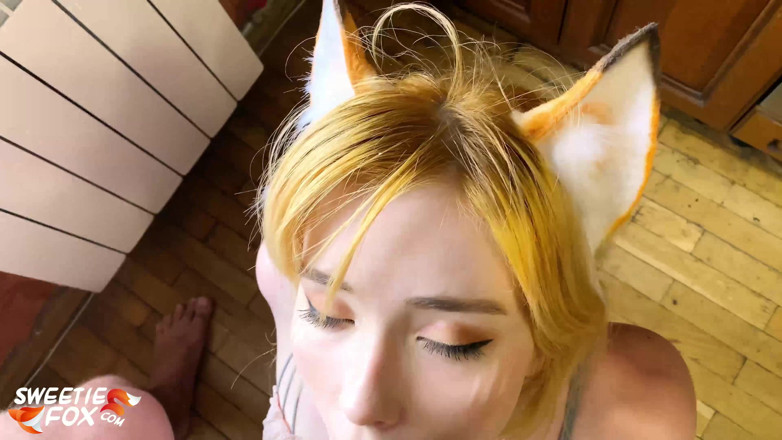 Sweetie Fox: Maid suck and doggy fuck in the kitchen - fox cosplay