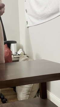 Man Cums on Table and Teen Step Daughter Rubs Her Pussy in It