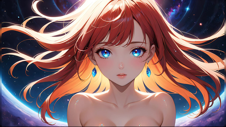 LustRender: Voidgazer: một phụ nữ trẻ xinh đẹp với tàn nhang cosmic...