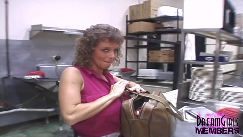 Dream Girls: Freaky MILF Masturbates in Night Club Kitchen