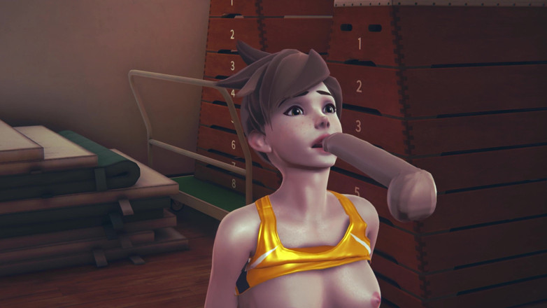 Waifu club 3D: Tracer licks cock and gets facial