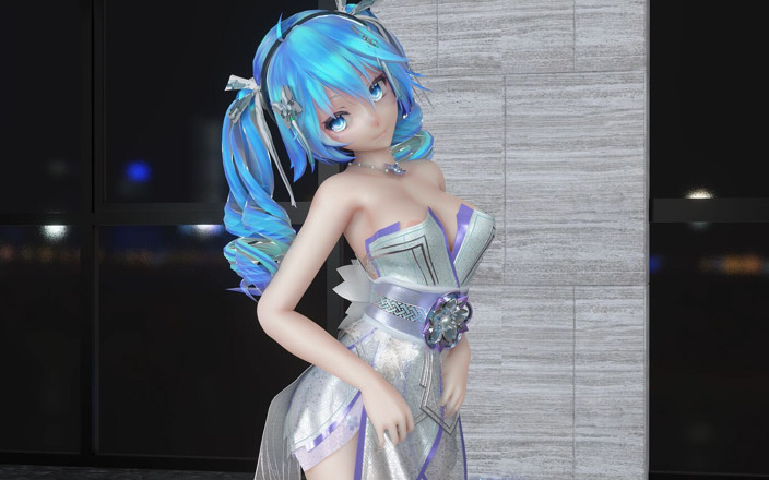 MikuMotion: Miku-up and Down Evening Gown Striptease, Huge Breasts, Shaved Pussy,...