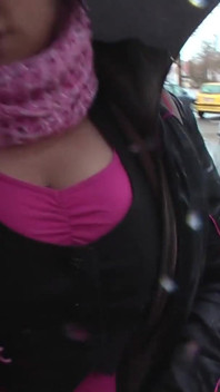 Busty slut in stockings gaping and fingering her pierced pussy