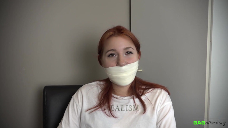 Gag Attack: Red Foxy - Microfoam tape gagged