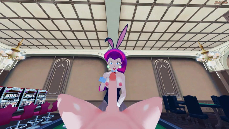 Hentai Smash: Jessie của Team Rocket bị bạn đụ trong một sòng bạc,...