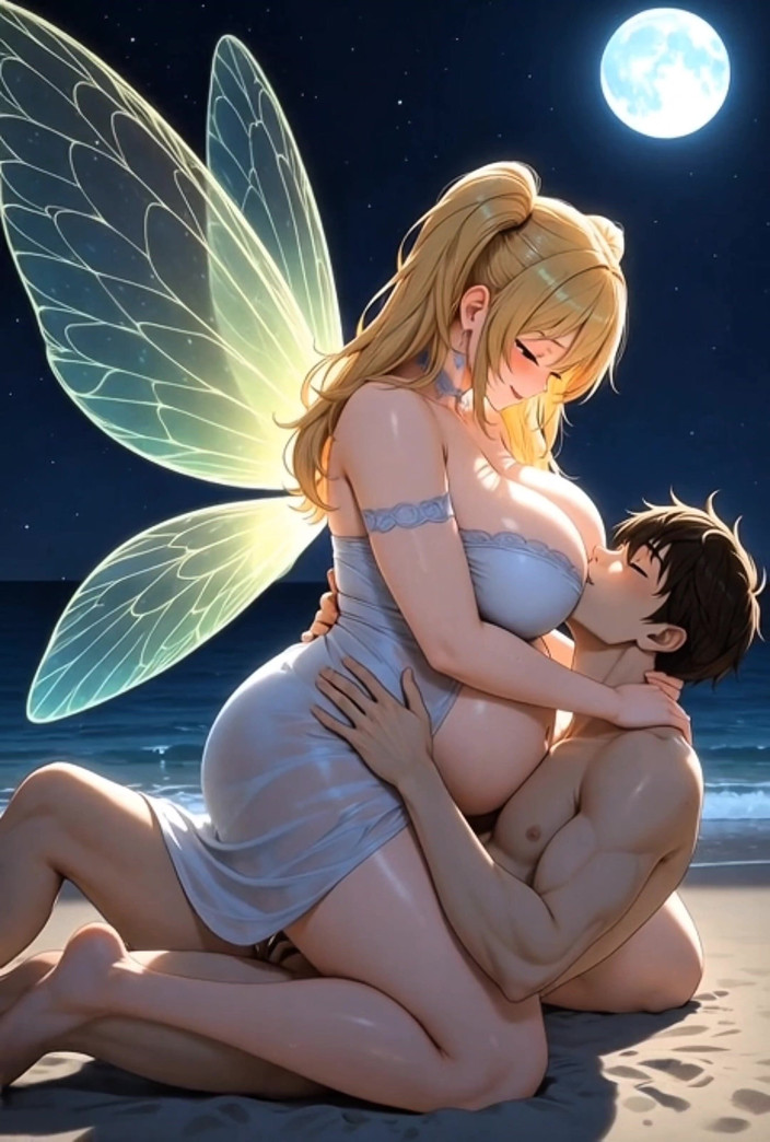 Stories&Anime: 달빛이 비치는 해변에서 따먹히는 헨타이 비 요정 - 질싸 광기!