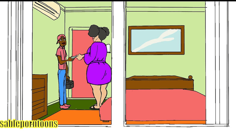 Ebonyhentai: Stor kuk hantverkare knullar tjock ebenholts redbone