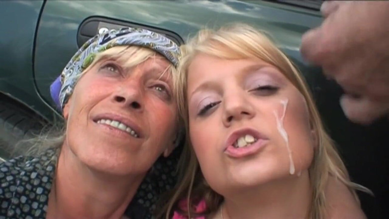 My porn family: Young hitchhicker with her stepgranny grateful for an old pig...