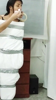 Mummified Panty Head Prepared for Bondage Journey