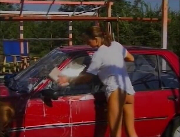Lucky Cooch: Brunette teens interviewed while car washing