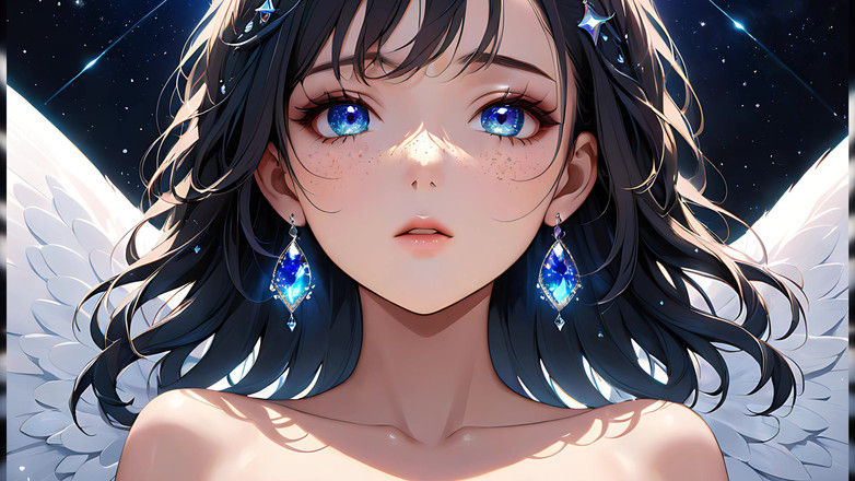 LustRender: Voidgazer: krásná mladá žena s třpytícími se kosmickými pihami