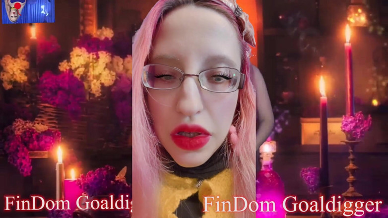 FinDom Goaldigger: Jerking off goof transformation for big red lips