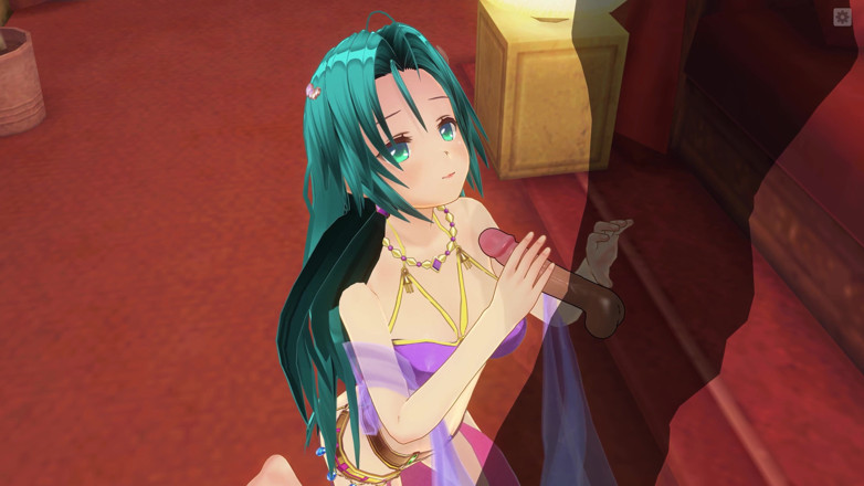 H3DC: 3D Hentai girl with blue hair touches her pussy and...
