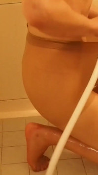 Shower Time with Pantyhose on