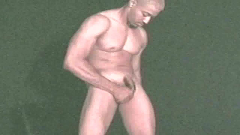 Gaybareback: Sportive boy show his cock in the musculation room