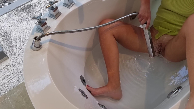 TheloveStory: Lonely beautiful student masturbates pussy in the bathtub