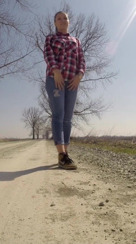 Desperate Girl with Full Bladder Has to Pee on a Dirt Road