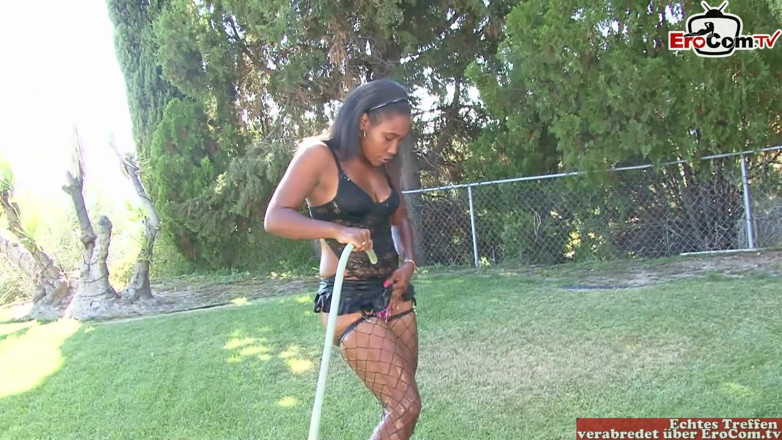 EroCom: Horny ebony babe seduced a stranger guy for a hot...