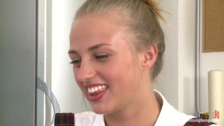 Hardcore Gangbang by Kink: Beautiful 19 Yr Old Russian Blonde Takes Two Dicks in Her...