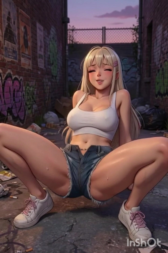 Wertstofsamler: Blonde in White Top and Thick Breasts, Masturbating in the...