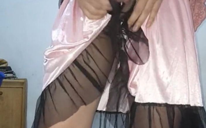 Naomisinka: Crossdresser Wearing Cute Silky And Lace Dress