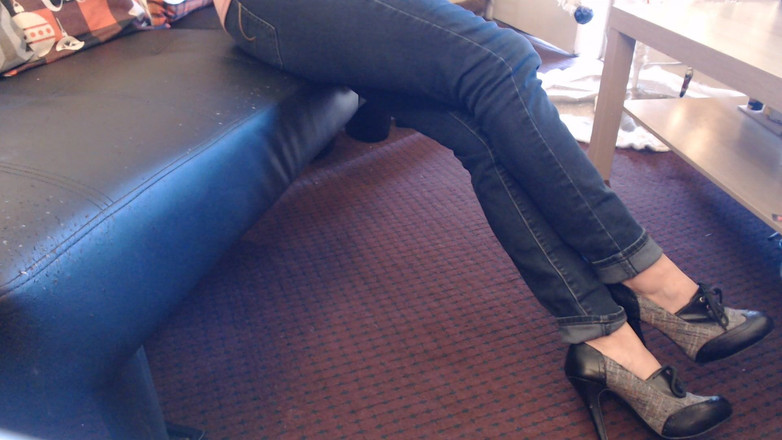 Abby Anna: 옥스포드 토 하이힐 트위드 더블 크로스