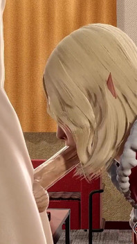 Krismas Elf membuat blowjob panas untuk batang besar pada katil 3d animasi lucah