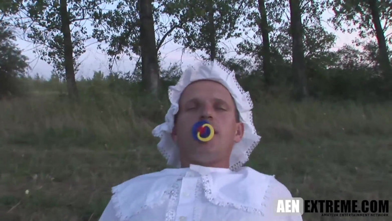AEN Extreme: Adult baby gets pegged while sucking on a pacifier