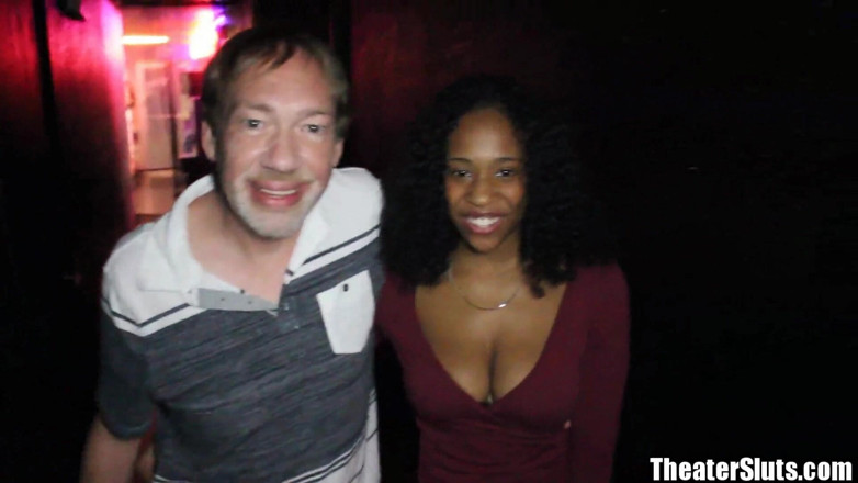 Theater Sluts: Big Tit Happy Beauty Ebony Bitch Giggled Thru Theater Gangbang!