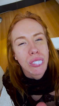 Redhead teen Kierra Wilde ardently POV deepthroat blowjob and cum swallow