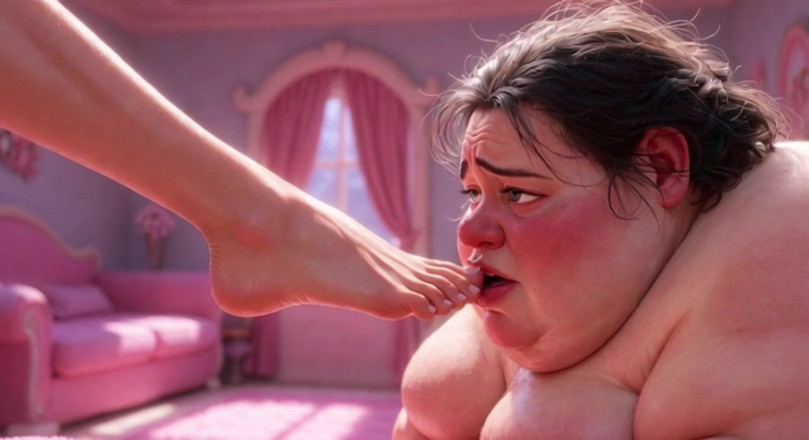 YOUR BEST FANTASY: Ugly Fat SSBBW Humiliated Licking Beautiful Woman's Feet