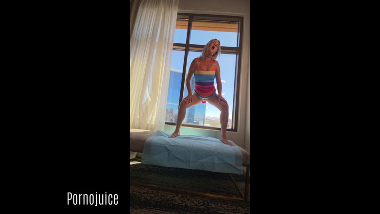 PornoJuice: Rainbow Blonde Squirts by the Window Starring Ivy Lace
