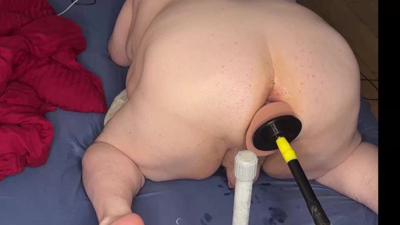 ChubbyCat: Fat Ass Destroyed by Sex Machine - Extreme Anal Stretching &amp; Deep...