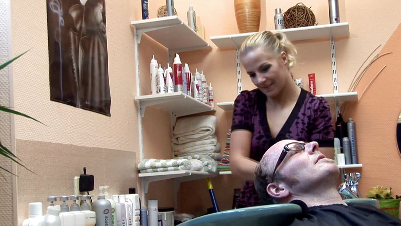 German amateur - 100% German hardcore videos: Blonde woman fucking dude on the stairs