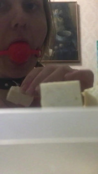 Cooking While Wearing a Collar and a Gag - Lovessie