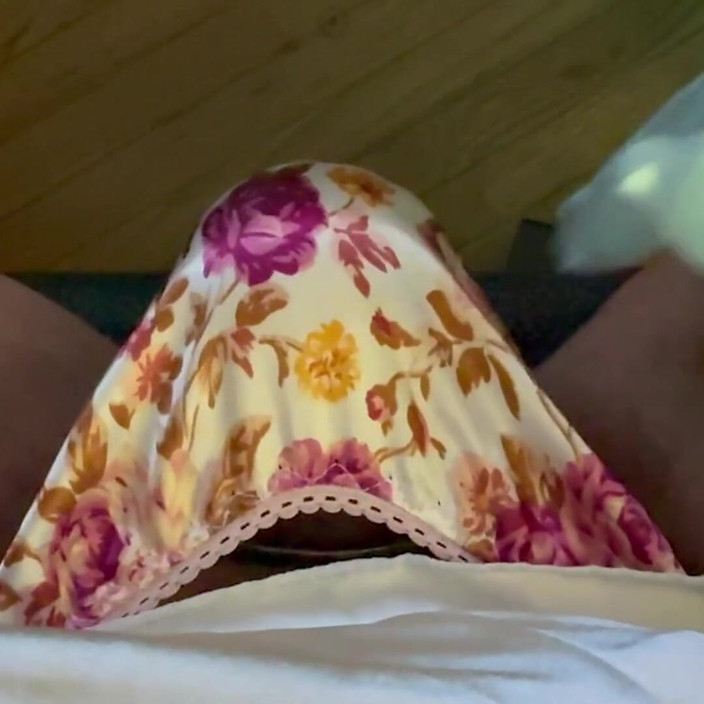 Thongsnpanties: Satin Rose Sissy Thong Bulge Play
