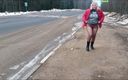 Lady Rose pee pee: Golden Rain 73~pee and Flash Big Ass on Road.