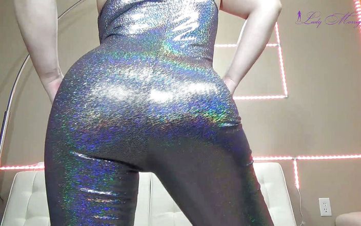 Morrigan Havoc: Shiny holographic catsuit ass &amp;amp; hips tease