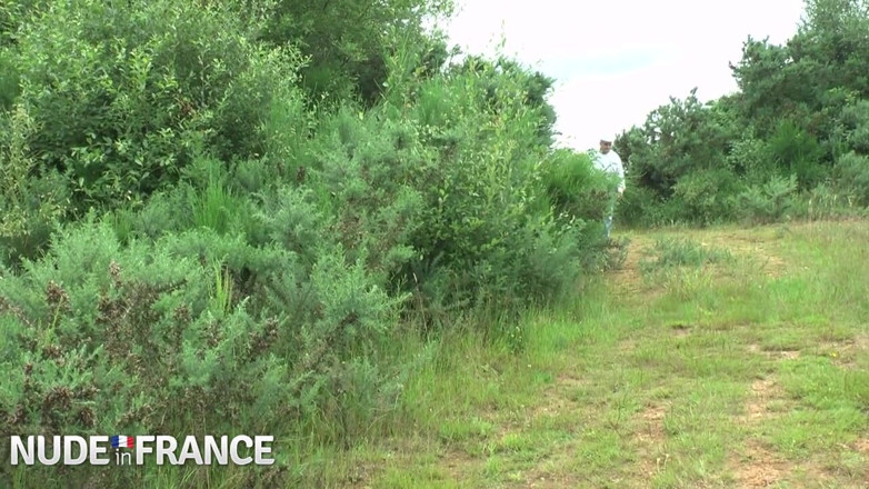 Nude in France: A young couple having anal sex outdoor invites to join